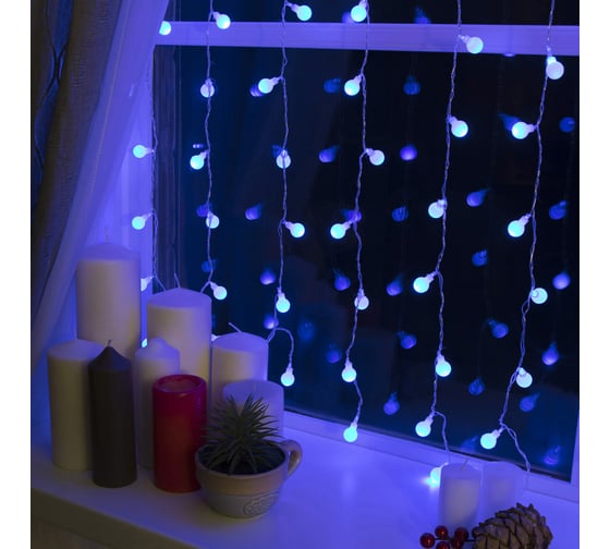 Гирлянда Luazon ЗАНАВЕС DECOR Шарики, 2х1.5 м, 8 режимов, синий 2361720