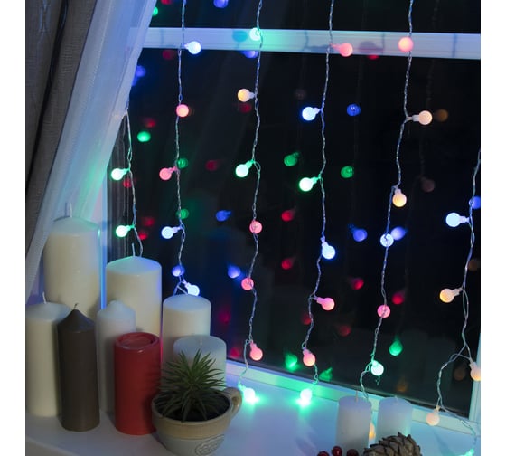 Гирлянда Luazon ЗАНАВЕС DECOR Шарики, 2х1.5 м, 8 режимов, мульти 2361719