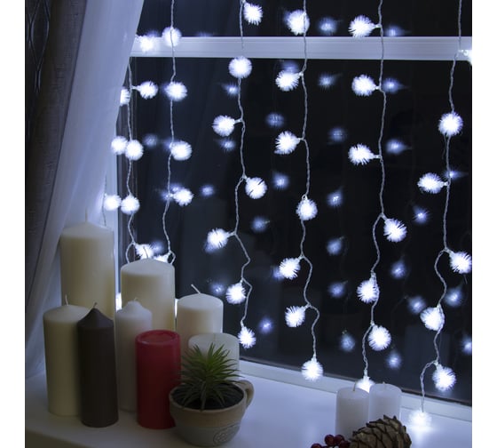 Гирлянда Luazon ЗАНАВЕС DECOR Ежики 2х1.5 м, 8 режимов, белый 2361726