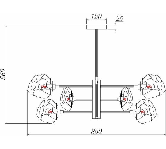 Люстра De Fran Е14 6x40Вт АЙС хром и стекло, LP-4317 CH