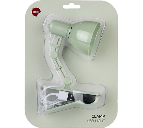 Лампа для чтения Balvi Clamp зеленая, USB 27249