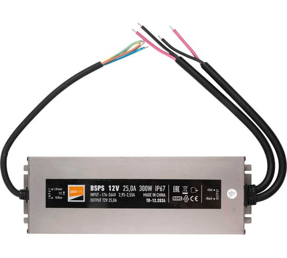 Блок питания для светодиодной ленты Jazzway BSPS 12В 25.00А=300Вт IP67 влагозащитный 5062085