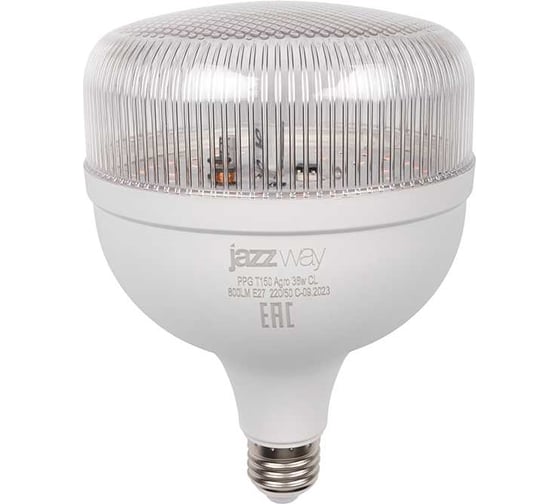Лампа светодиодная для растений Jazzway PPG T150 Agro 36Вт CL E27 прозрачная 173x124мм красный/синий спектр 5050389