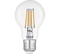 Лампа светодиодная General Lighting Systems Е27 филаментная led, энергоэффективная лампочка, груша, световой поток 790 Лм, мощность 13 Вт, нейтральный белый 4500К, упаковка 4 штуки 662240