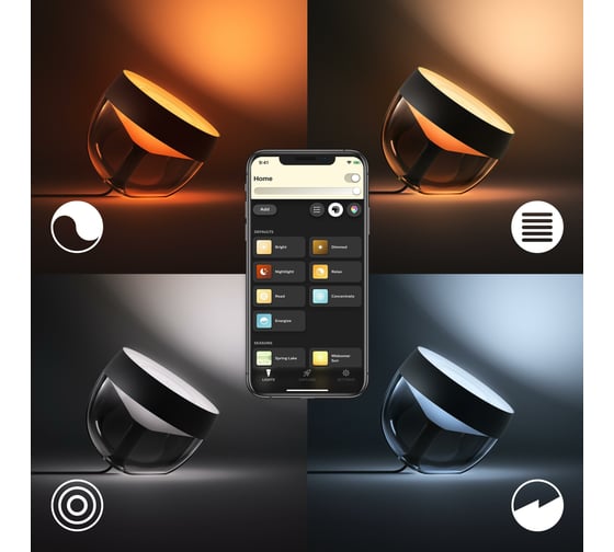 Светильник настольная лампа Philips Hue Hue Iris в черном корпусе Hue Iris gen4 EU/UK black