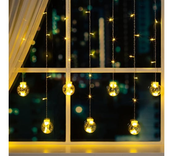 Гирлянда Luazon БАХРОМА DECOR Шарики 2.4х0.7 м, теплый белый 2361718