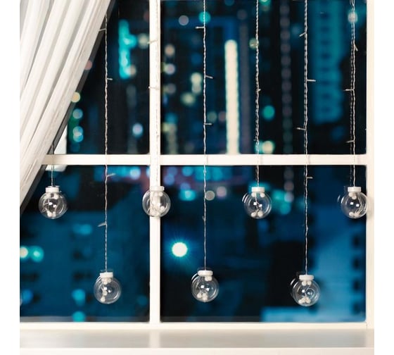 Гирлянда Luazon БАХРОМА DECOR Шарики 2.4х0.7 м, теплый белый 2361718