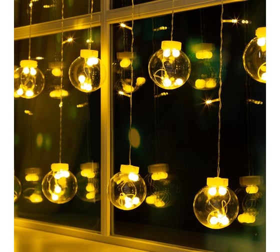 Гирлянда Luazon БАХРОМА DECOR Шарики 2.4х0.7 м, теплый белый 2361718