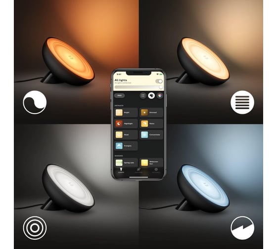 Настольный светильник Philips Hue Hue Bloom в черном корпусе Hue Bloom gen 4 EU/UK 929002376001
