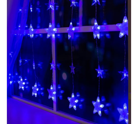 Гирлянда Luazon БАХРОМА DECOR Звездочки 2.4х0.9 м, синий 4356975