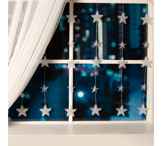 Гирлянда Luazon БАХРОМА DECOR Звездочки 2.4х0.9 м, белый 4356974