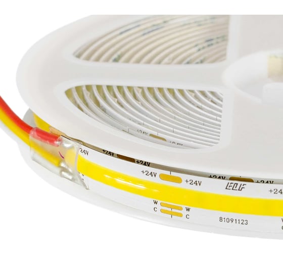 Лента светодиодная ELF LED 608 COB диодов, 24В, 5м, ширина 10мм, CCT ELFLED-608COB-10-CCT-24