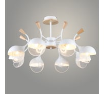 Люстра Росток N6425/8 WT+WOOD белый 8x60W E27 d685 h360, QH24 988385448