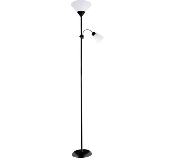 Напольный торшер (светильник) General Lighting Systems под лампу 2*E27 (60Вт) с двумя плафонами General, GFL-006, высота -174см, плафон 245мм*195мм, 100мм*110мм, черный 801006