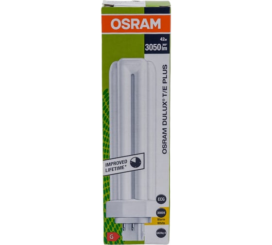 Компактная люминесцентная неинтегрированная лампа Osram DULUX T/E 42W/830 PLUS GX24Q 4099854123665