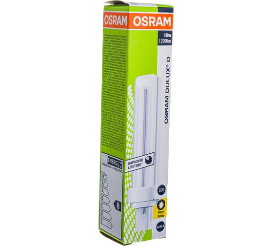 Компактная люминесцентная неинтегрированная лампа Osram DULUX D 18W/830 G24D-2 10X1 4099854122934