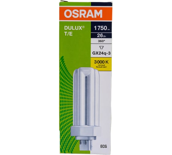 Компактная люминесцентная неинтегрированная лампа Osram DULUX T/E 26W/830 PLUS GX24Q 4099854123184
