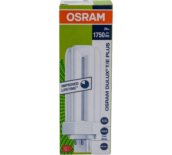 Компактная люминесцентная неинтегрированная лампа Osram DULUX T/E 26W/840 PLUS GX24Q 4099854123221