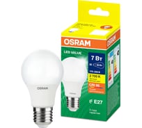 Лампа светодиодная Osram LED Value A E27 700лм 7Вт замена 60Вт 2700К теплый белый свет 4058075577893