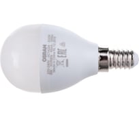 Светодиодная лампа OSRAM LED STAR, P, шар, 8 Вт, E14, 806 Лм, 2700 К, теплый белый свет 4058075210806