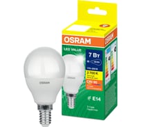 Лампа светодиодная Osram LED Value P E14 560лм 7Вт замена 60Вт 2700К теплый белый свет 4058075579620