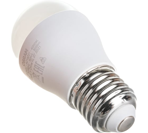 Светодиодная лампа OSRAM LED STAR, P, шар, 8Вт, E27, 806 Лм, 4000 К, нейтральный белый свет 4058075210899