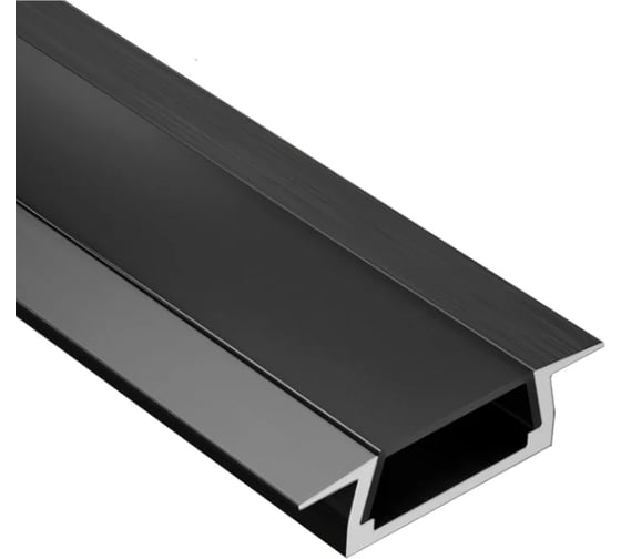 Комплект профиля для светодиодной ленты geniled врезной 22x6x1000 М16 Черный с заглушками и плоским черным рассеивателем (4шт) 12130b_1_ch_4