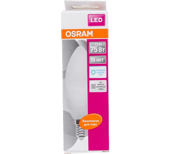 Светодиодная лампа OSRAM LED STAR B Свеча 7.5Вт E14 806 Лм 6500 К Холодный белый свет 4058075467873