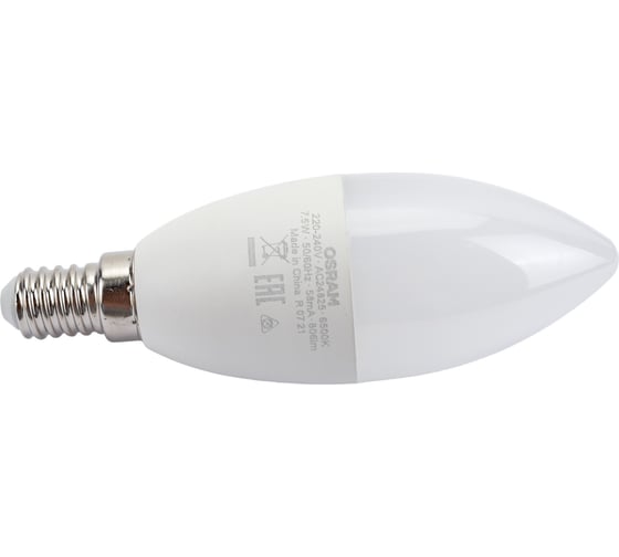 Светодиодная лампа OSRAM LED STAR B Свеча 7.5Вт E14 806 Лм 6500 К Холодный белый свет 4058075467873