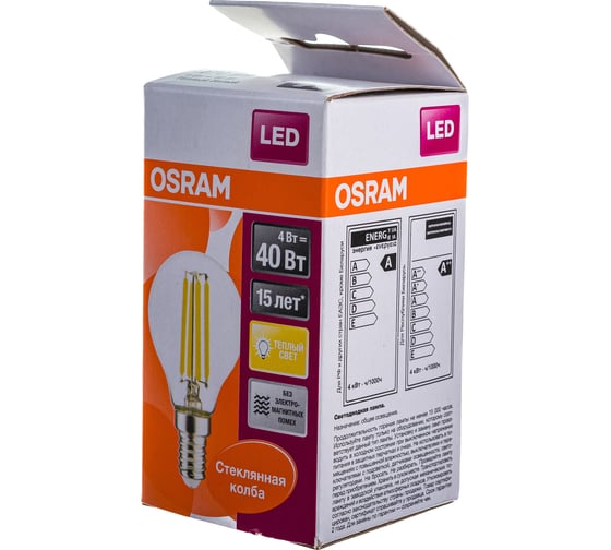 Светодиодная лампа OSRAM LED STAR P Шар 4Вт E14 470 Лм 2700 К Теплый белый свет 4058075068377