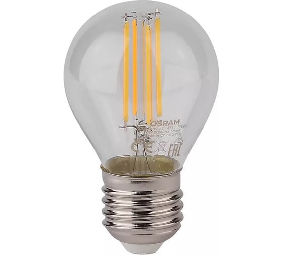 Светодиодная лампа OSRAM LED STAR P Шар 6Вт E27 800 Лм 2700 К Теплый белый свет 4058075218208 1