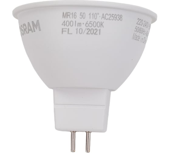 Светодиодная лампа OSRAM LED STAR MR16 5Вт GU5.3 400 Лм 6500 К Холодный белый свет 4058075480520