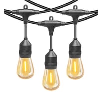 Гирлянда General Lighting Systems Белт-лайт Gen-Beltlight-W-10M-20E27-IP65, длина гирлянды 10м, 20 патронов под лампу Е27, шаг между патронами 50см + шнур 3м, сечение провода 2*0,5мм, 8А, лампы в комплект не входят, черный 663011