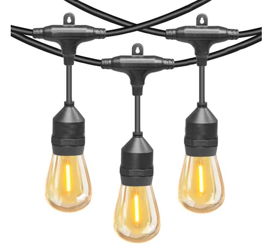 Гирлянда General Lighting Systems Белт-лайт Gen-Beltlight-W-10M-20E27-IP65, длина гирлянды 10м, 20 патронов под лампу Е27, шаг между патронами 50см + шнур 3м, сечение провода 2*0,5мм, 8А, лампы в комплект не входят, черный 663011 1