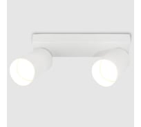Накладной светильник на основании (спот) General Lighting Systems двойной General серия Башня (D55*H100мм) GWL-2GU10-M-IP20, направленный свет, прямоугольное основание, два патрона под лампу GU10, корпус металл, белый 661818