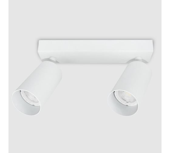Накладной светильник на основании (спот) General Lighting Systems двойной General серия Башня (D55*H100мм) GWL-2GU10-M-IP20, направленный свет, прямоугольное основание, два патрона под лампу GU10, корпус металл, белый 661818