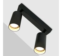 Накладной светильник на основании (спот) General Lighting Systems двойной General серия Башня (D55*H100мм) GWL-2GU10-M-IP20, направленный свет, прямоугольное основание, два патрона под лампу GU10, корпус металл, черный 661819
