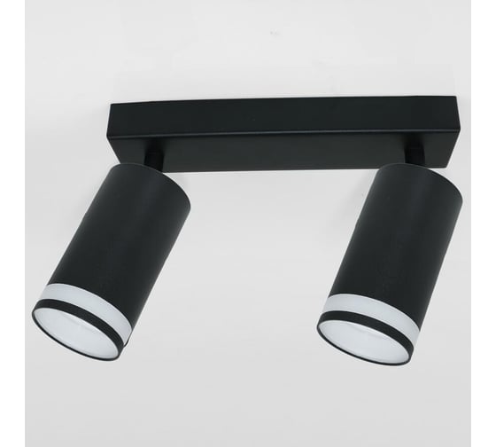 Накладной светильник на основании с боковым рассеивателем (спот) General Lighting Systems двойной General серия Башня (D55*H100мм) GWL-2GU10-M-IP20, прямоугольное основание, два патрона под лампу GU10, корпус металл, черный 661822