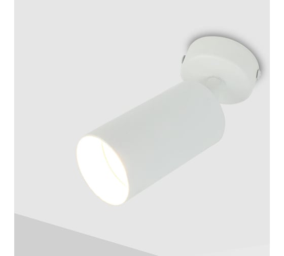 Накладной светильник на основании (спот) General Lighting Systems одинарный General серия Башня (D55*H100мм) GWL-GU10-M-IP20, направленный свет, патрон под лампу GU10, корпус металл, белый 661812 1