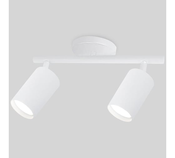 Накладной светильник на основании (спот) General Lighting Systems двойной General серия Башня (D55*H100мм) GWL-2GU10-M-IP20, круглое основание, направленный свет, два патрона под лампу GU10, корпус металл, белый 661830 1