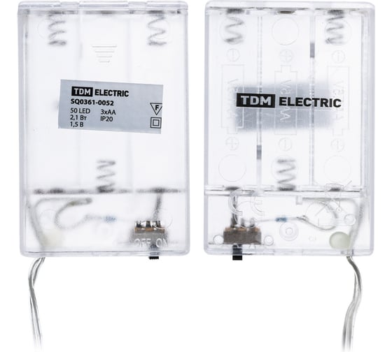 Светодиодная гирлянда TDM Роса50, 50LED, 5м, 3000К, 3хАА, SQ0361-0052