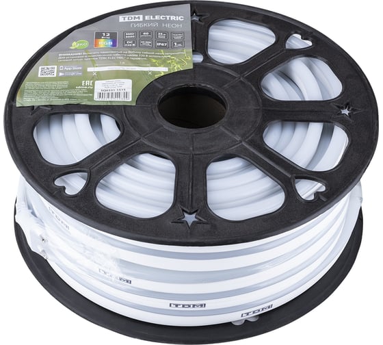 Гибкий неон TDM ELECTRIC SMD5050-60 LED/м, 220 В, 12 Вт/м, IP67, RGB 25м SQ0331-1515