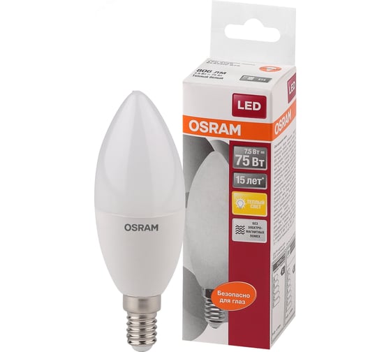 Светодиодная лампа Osram LED STAR B Свеча 7,5 Вт E14 806 Лм 2700 К Теплый белый свет 4058075210684