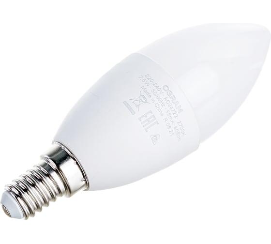 Светодиодная лампа Osram LED STAR B Свеча 7,5 Вт E14 806 Лм 2700К Теплый белый свет 4058075210684