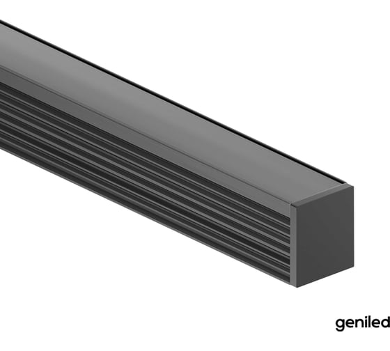 Комплект профиля для светодиодной ленты Geniled накладной 8x9х2000 М7 Черный с заглушками и плоским рассеивателем (2шт) 12384b_ch_2 1