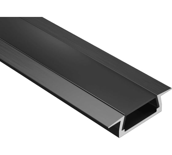 Комплект профиля для светодиодной ленты Geniled врезной 22x6x1000 М16 Черный с заглушками и плоским черным рассеивателем (2шт) 12130b_1_ch_2 1