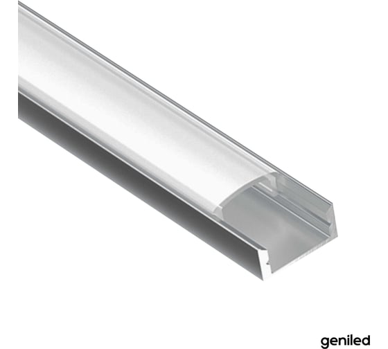 Комплект профиля для светодиодной ленты Geniled накладной 16x6х1000 М16 с заглушками и плоским рассеивателем (2шт) 12131_1_ch_2