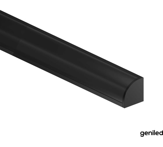 Комплект профиля для светодиодной ленты Geniled угловой 10x10x2000 М12 Черный с заглушками и полукруглым рассеивателем 12385b_ch 1