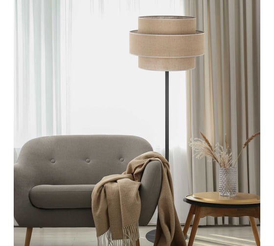 Напольный светильник с тканевым абажуром TK Lighting 5405 Calisto черный/коричневый a068432