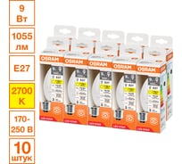 Светодиодная лампочка OSRAM LED STAR CLB100 9W/827 230VFR E27 10x1 RU 4099854327636